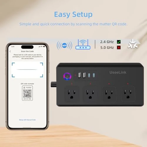 Smart Power Strip with 5ft Extension Cord, UseeLink