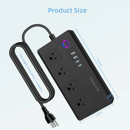 Smart Power Strip with 5ft Extension Cord, UseeLink