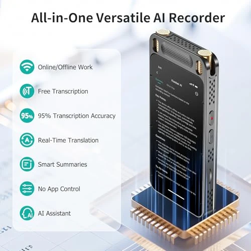 Voice Recorder with Unlimited Transcription, Summary, Translation, and AI Assistant — Translator Device, Fivegren
