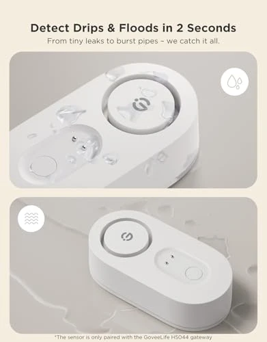 Water Leak Detector with Adjustable Alarm and Dual Sensor Probes, GoveeLife