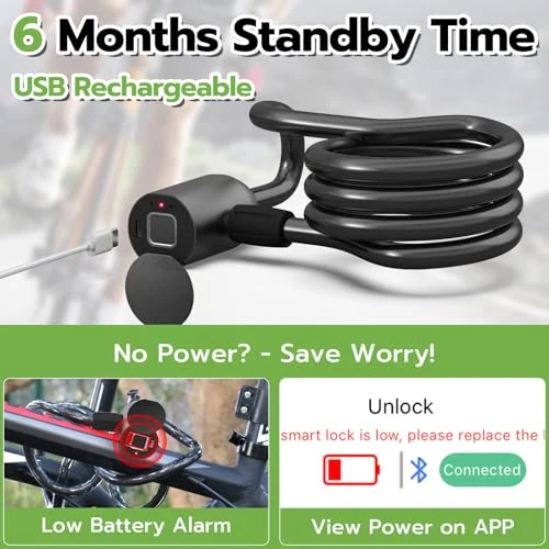 Fingerprint Bike Lock Cable — Smart Lock, Eseesmart