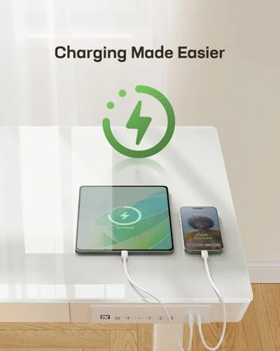 Glass Standing Desk with Drawer — Standing Desk, Marsail