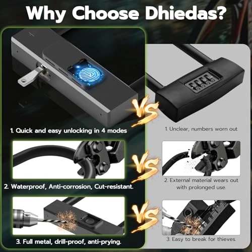 Bike U Lock with Fingerprint, Dhiedas