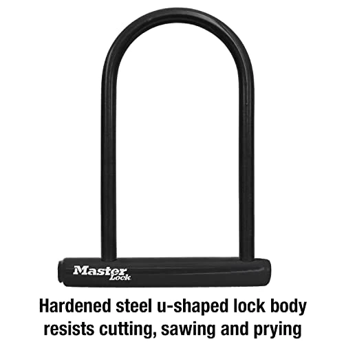 Black Bike Lock with Key, Standard Size U-Lock, Master Lock