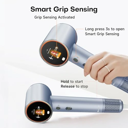 Hair Dryer with Smart LCD Screen and Plasma Ion Technology, UNIORANGE