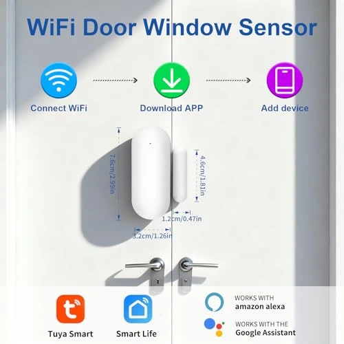 Magnetic Door Sensor Alarm with App Alerts, WARROXIDE