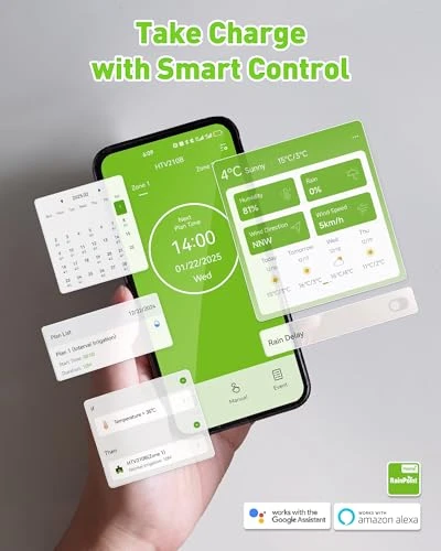 WiFi Water Timer for Garden Hose with Brass Inlet — Irrigation System, RainPoint