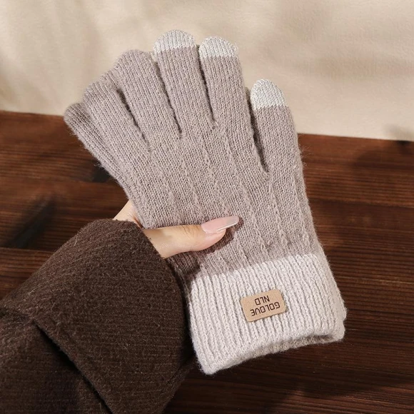 Women's Knitted Cycling Gloves with Touchscreen, Warm Land
