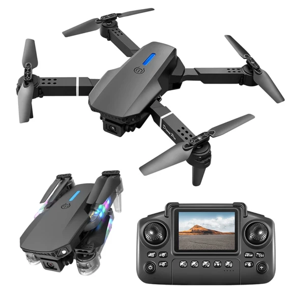 WiFi FPV Drone with LCD Screen Controller, HD Dual Camera, Lighting Arms, and Optical Flow Positioning — Drone, YLR C