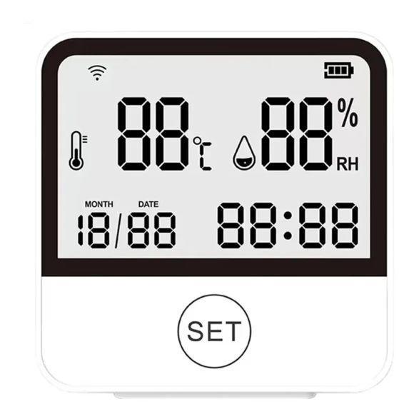 WiFi Smart Temperature and Humidity Sensor with LED Screen — Air Quality Monitor, Tuya