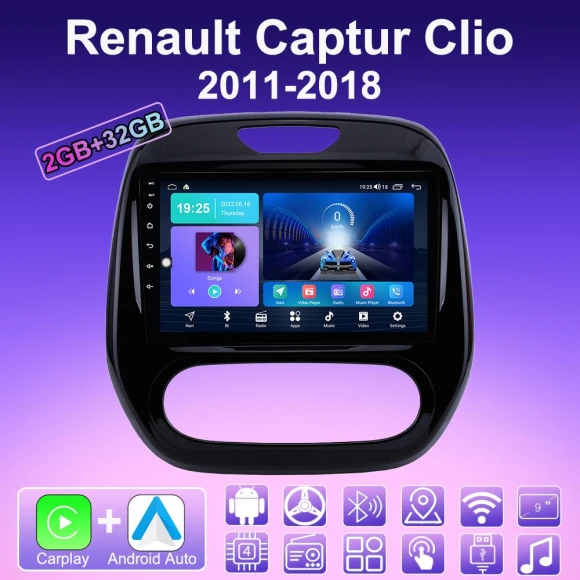 2 DIN Android Auto Apple Carplay Car Stereo with GPS, Bluetooth, WiFi — Car Infotainment System, ABMOSQ