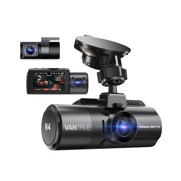 3 Channel Dash Cam with 4K, 1440P, and 1080P Resolution, IR Night Vision, 24 Hours Parking Mode — Dash Cam, VANTRUE