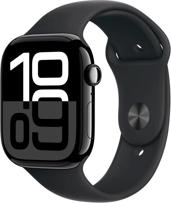 Jet Black Aluminum Smartwatch with Black Sport Band (M/L) - 46mm GPS, Fitness Tracker, Always-On Retina Display, Water... — Smart Watch, Apple