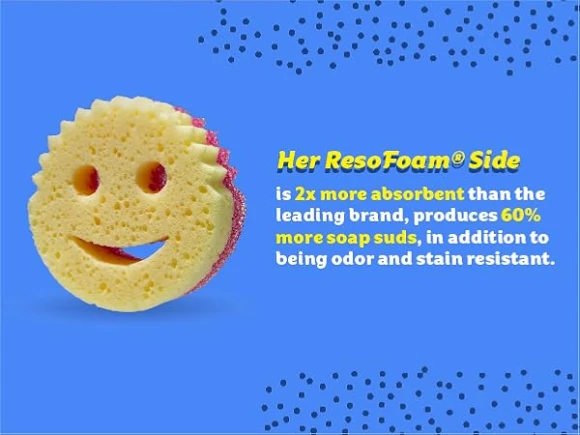 Dual-Sided Kitchen Sponges - Non-Scratch Cleaning Sponges for Dishes, Bathroom & Multi-Surface, Scrub Daddy