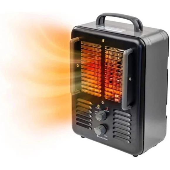 Electric Portable Space Heater with Adjustable Thermostat, Comfort Zone
