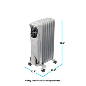 Oil-Filled Radiator Space Heater with Adjustable Thermostat, Comfort Zone