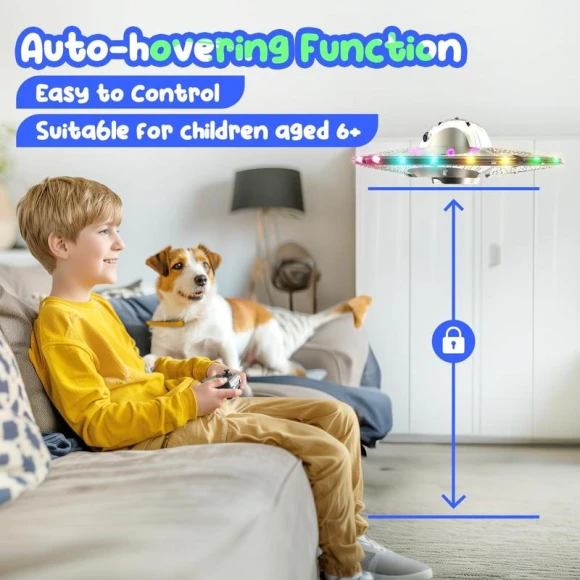 Foam Drone RC UFO for Kids and Beginners with Auto Hovering and Lights, HOLYFUN