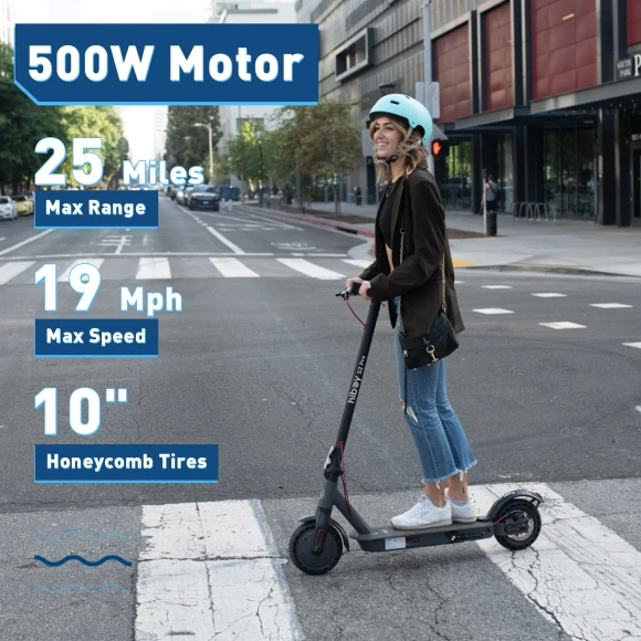 Electric Scooter for Adults, 500W Motor, 10" Solid Tires, 25-40.4 Miles Range — Electric Scooter, Hiboy