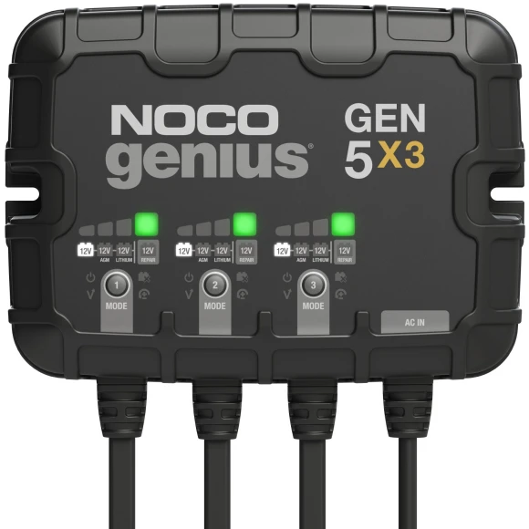 3-Bank Smart Marine Battery Charger, 15A Waterproof Onboard Boat Charger, NOCO