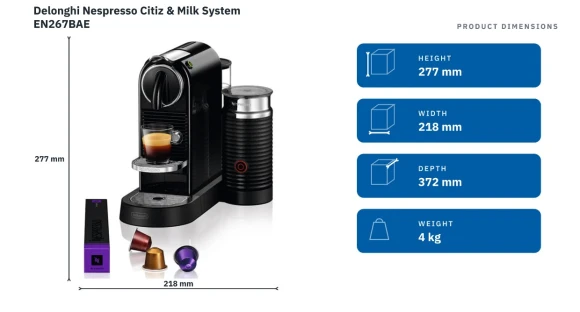 Coffee and Espresso Machine with Milk Frother — Coffee Maker, Nespresso