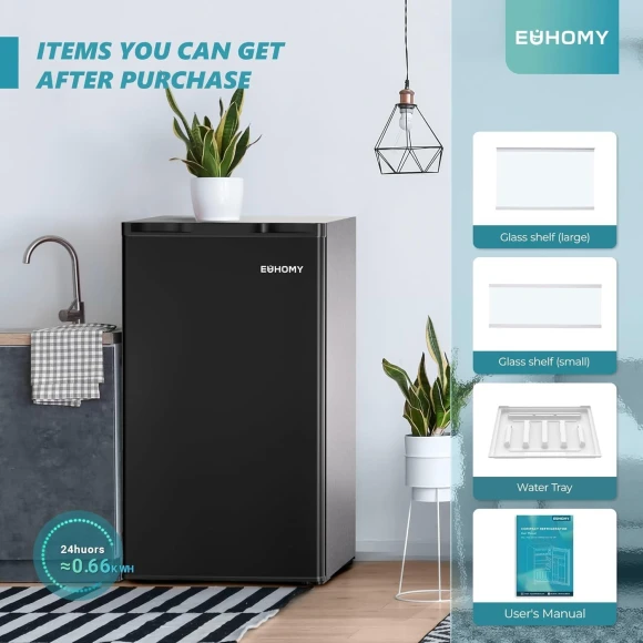 Mini Fridge with Freezer, EUHOMY
