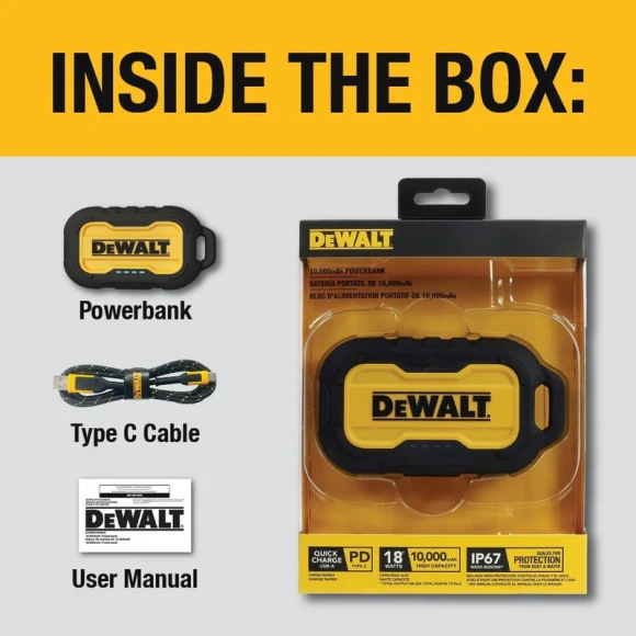 Portable Charger, Power Bank, 10,000 mAh Battery Pack with USB-C Port — Power Bank, DEWALT