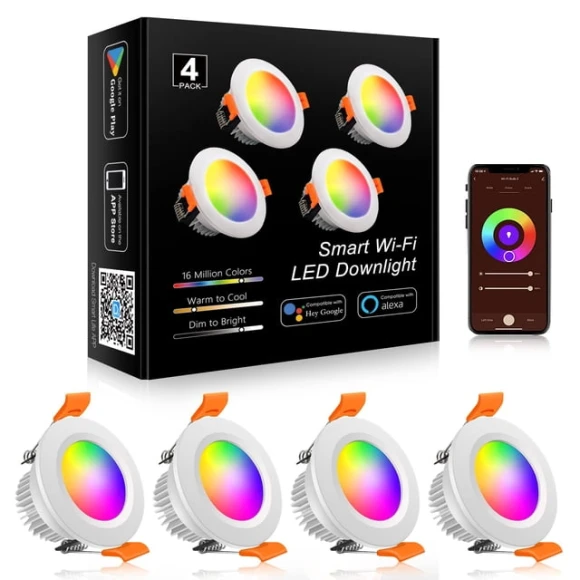 Smart LED Recessed Lighting RGB WiFi Downlight — Smart Light Bulb, YGS-Tech