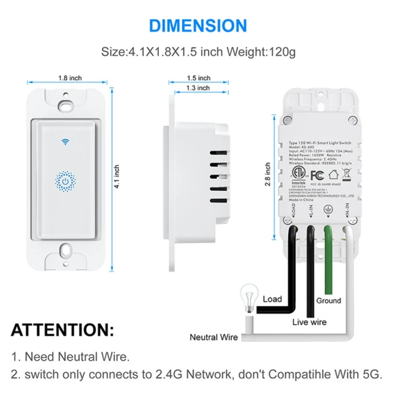 Smart WiFi Light Switch — Smart Switch, Nexete