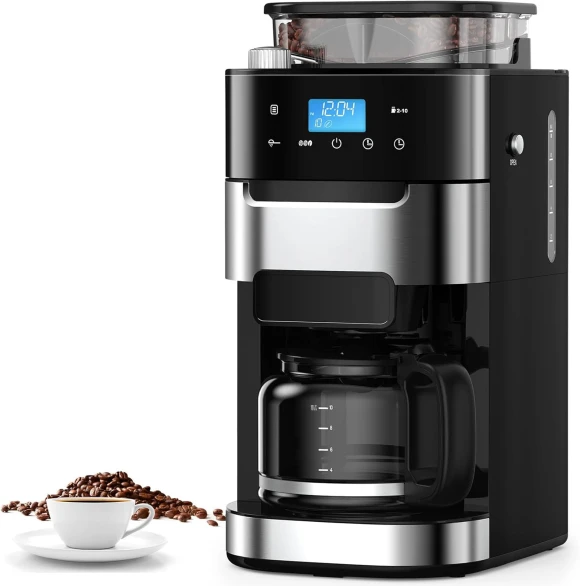 10-Cup Drip Coffee Maker with Built-In Grinder — Coffee Maker, COWSAR