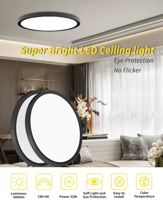 16 Inch Led Flush Mount Ceiling Light, Bright Future Lighting