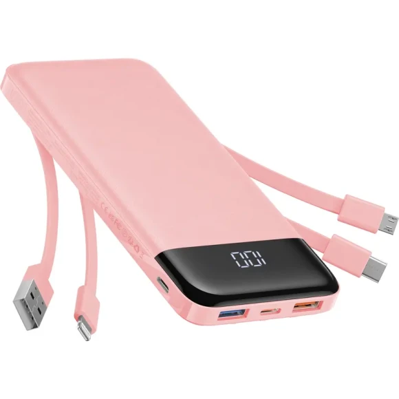 Portable Charger with Built-in Cables — Power Bank, Charmast