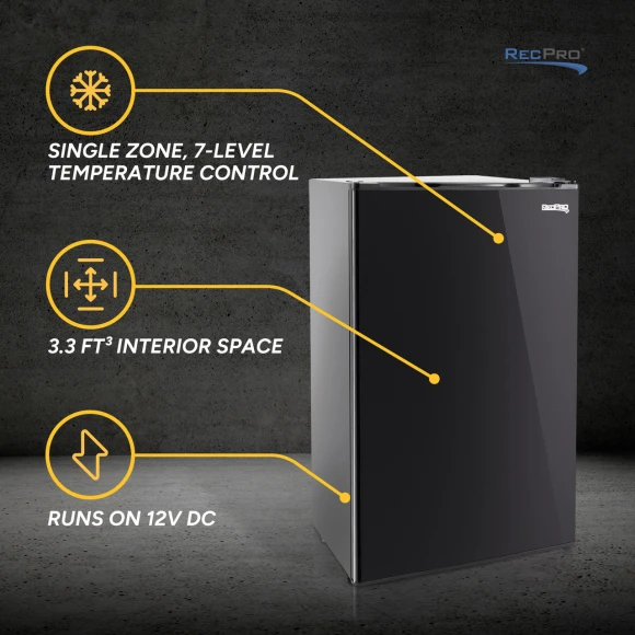 RV Refrigerator with Adjustable Shelves and Reversible Door — Smart Refrigerator, RecPro