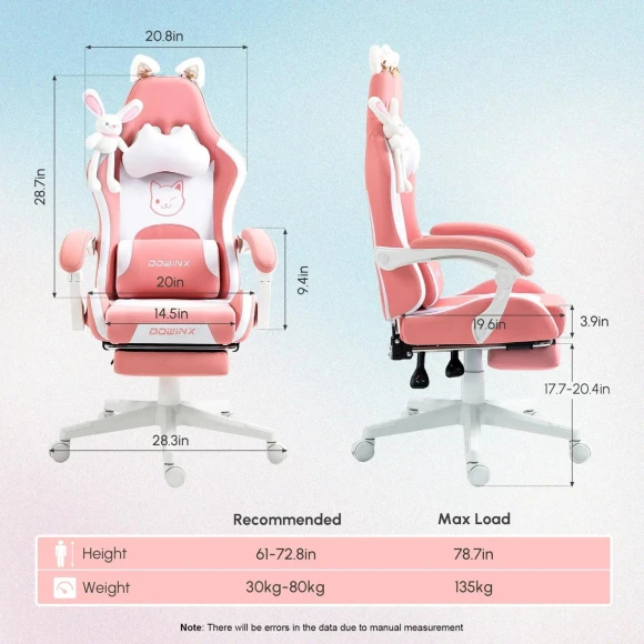 Gaming Chair with Cat Ears and Massage Lumbar Support — Smart Chairs, Dowinx