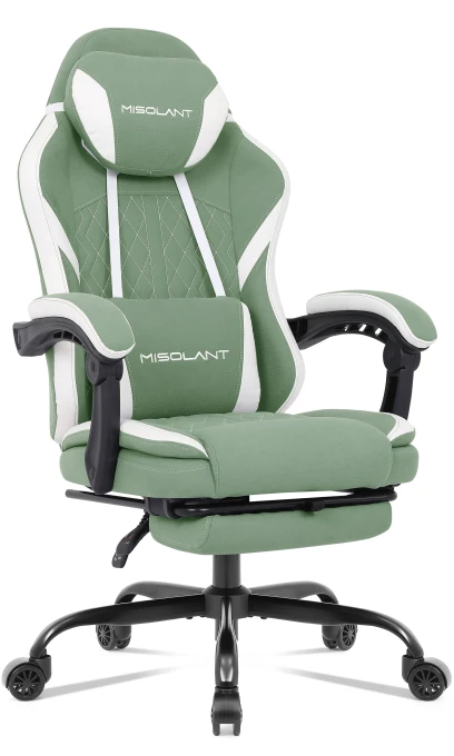 Gaming Chair with Footrest, Adjustable Headrest, Massage Lumbar Support, and Reclining Function — Smart Chairs, Misolant