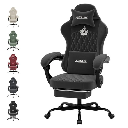 Gaming Chair with Massage, Ergonomic Design, Footrest, Headrest, and Lumbar Support — Smart Chairs, NIONIK