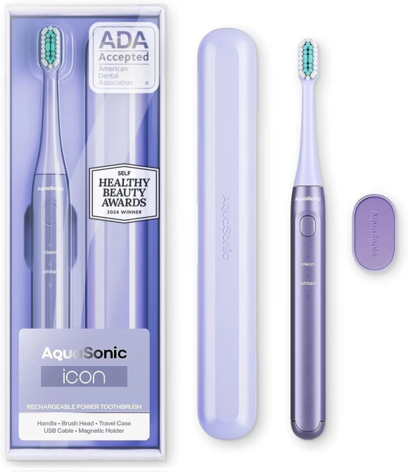 Rechargeable Toothbrush with Magnetic Holder and Travel Case — Electric Toothbrush, AquaSonic