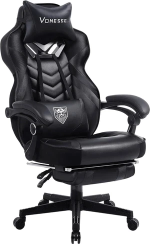 Reclining Gaming Chair with Footrest and Massage — Smart Chairs, Vonesse