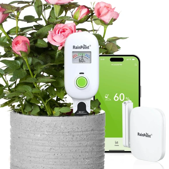 Visual Gauge Digital Smart Wireless Plant Moisture Meter Kit — Soil Moisture Sensor, RainPoint