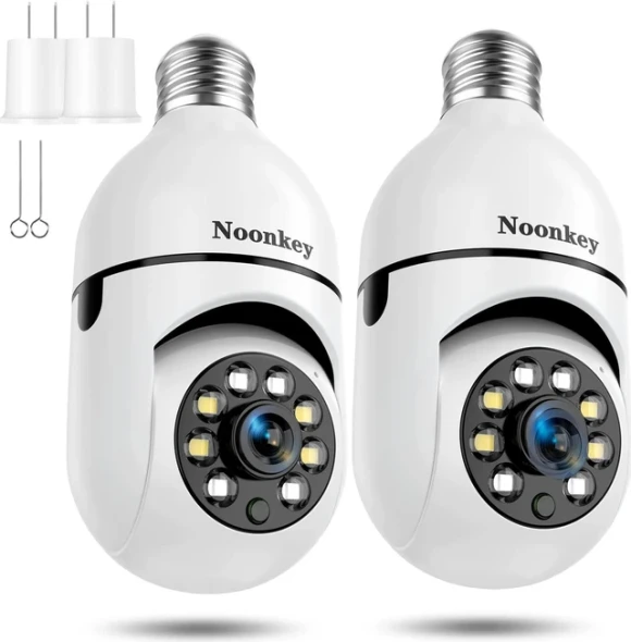 2K/3MP Light Bulb Security Camera, 5G & 2.4GHz WiFi 2 Pack — Security Camera, Noonkey