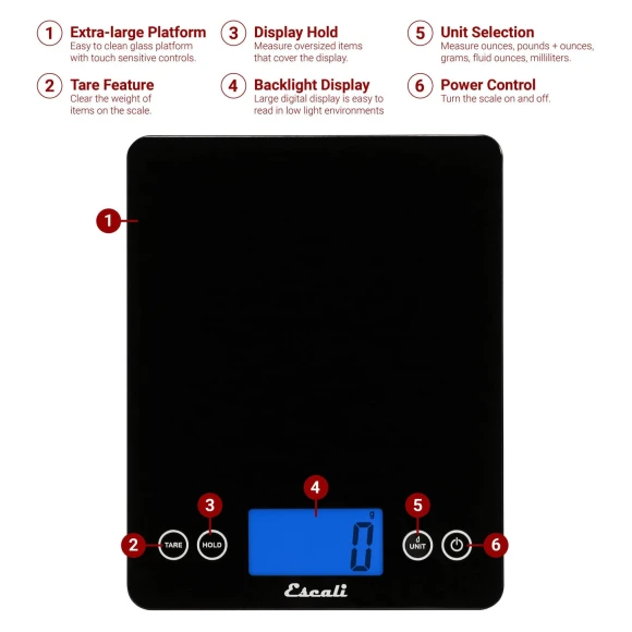 ArtiXL Extra-Large Glass Digital LCD Display Kitchen Scale — Kitchen Gadgets, Escali