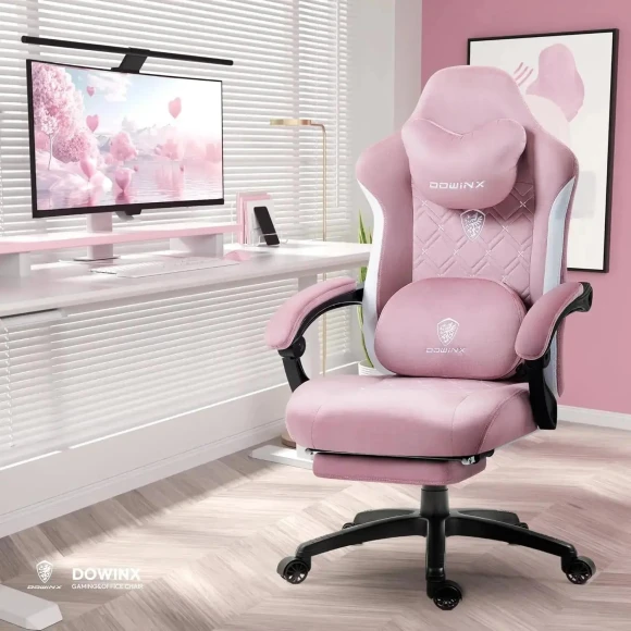 Fabric Gaming Chair with Heated Massage Lumbar Support — Massage Chairs, Dowinx