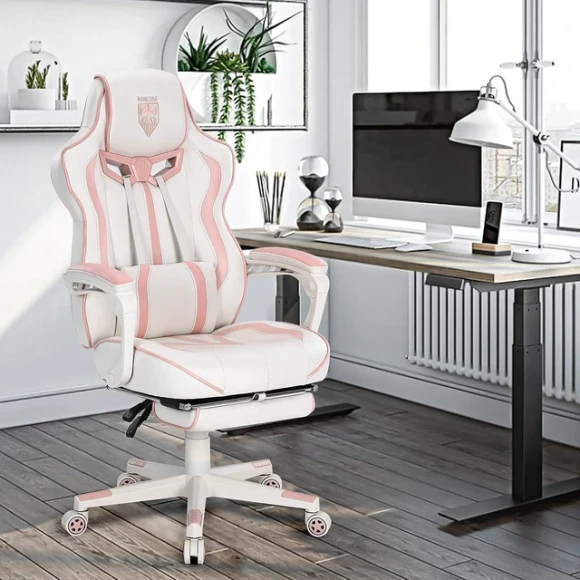 Gaming Chair for Girls with Footrest and Massage — Massage Chairs, Vonesse