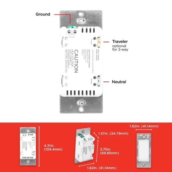 Add-On Switch QuickFit and SimpleWire, In-Wall White Rocker Paddle Only — Smart Switch, UltraPro