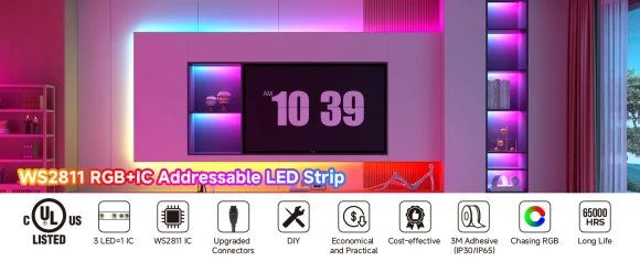 Addressable RGB LED Strip 16.4ft IP67 — LED Strip Lights, BTF-LIGHTING