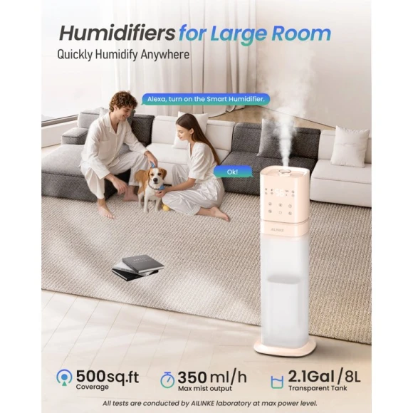 Smart Cool Mist Humidifier with Extension Tube — Humidifier, AILINKE