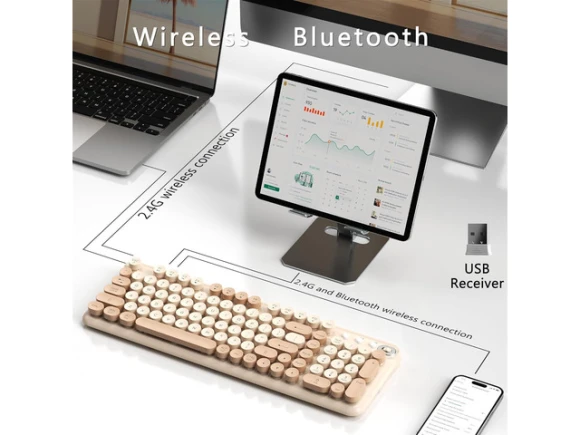 Wireless Retro Round Typewriter Keyboard — Bluetooth Keyboard, TUKO