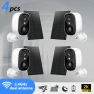 4pcs Wireless Surveillance Camera, 2K Resolution, AI Detection, Spotlight, IP66