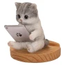 White Sabatara Cat Looking at Tablet Smartphone Stand, Arkadia Japan