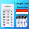 6-Slot Smart Charger with Rechargeable Batteries, Doublepow Battery