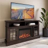 Thumbnail Traditional 58" Rustic TV Stand with Electric Fireplace Heater, BELLEZE